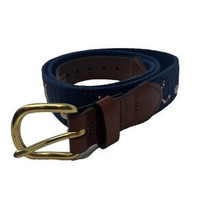 Ice Hockey Stick Puck Essex CT Handmade Leather Belt 36 Brass Buckle Retro